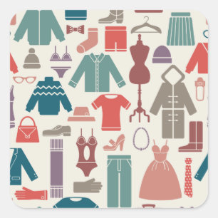 Trendy Fashion Pattern Stilvolle Kleidung Grafik Quadratischer Aufkleber
