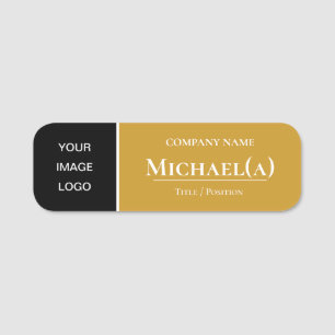 Trendy Fashion Style Senfgelb und schwarzes Logo Namensschild