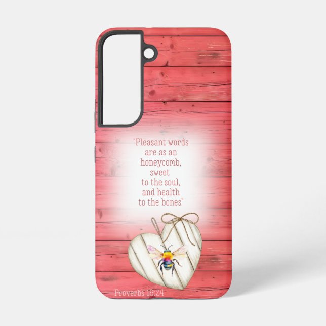 Trendy Faux Red Wood Heart Rainbow Bee Faith Samsung Galaxy Hülle (Rückseite)
