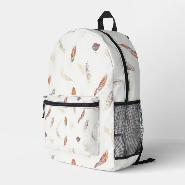 Trendy Feathers Luxury Boho Collection Bedruckter Rucksack (Rückseitige Ecke Rechts)
