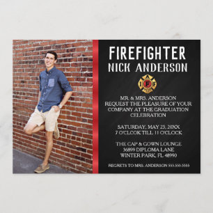 Trendy Feuerwehrmann-SchulAbschluss-Mitteilung Einladung