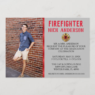 Trendy Feuerwehrmann-SchulAbschluss-Mitteilung Einladung