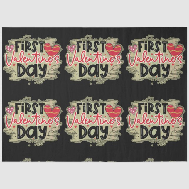 Trendy First Valentinstag Seidenpapier (Vorderseite)