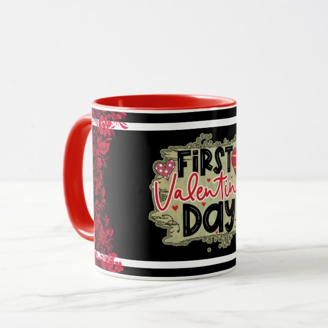 Trendy First Valentinstag Tasse (Vorderseite Links)