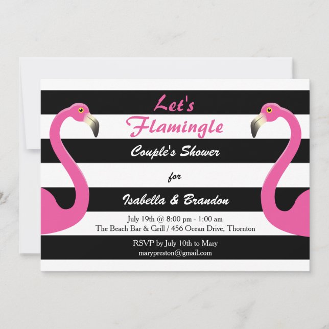 Trendy Flamingo Couple's Dusche Einladung (Vorderseite)