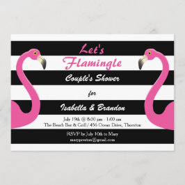 Trendy Flamingo Couple's Dusche Einladung
