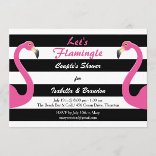 Trendy Flamingo Couple's Dusche Einladung