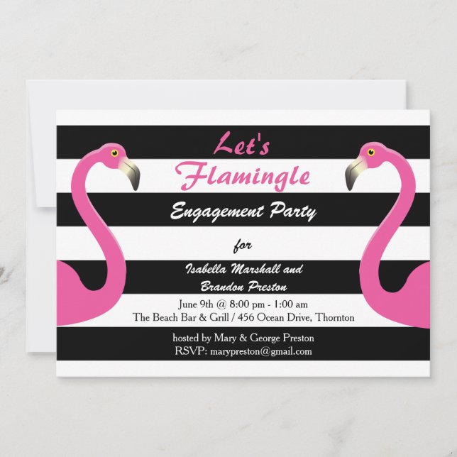 Trendy Flamingo Engagement Party Einladung (Vorderseite)