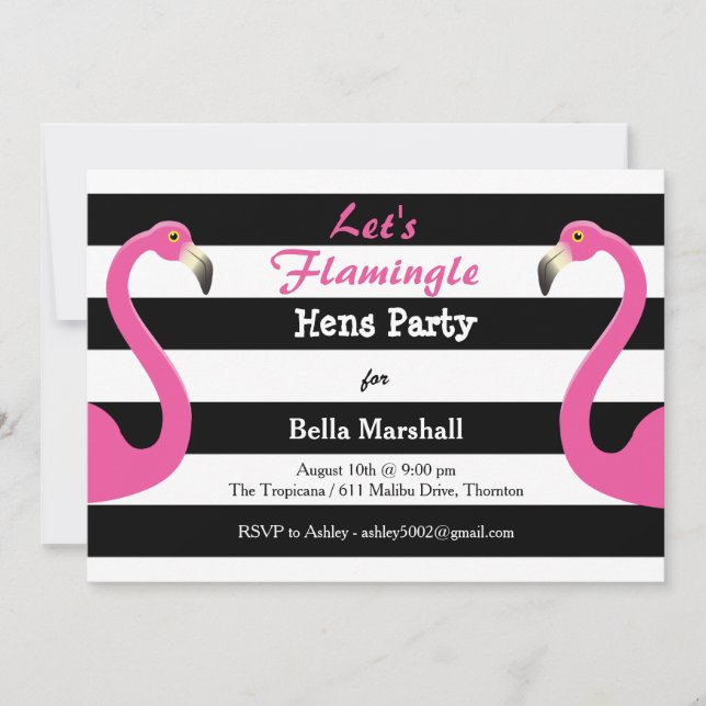 Trendy Flamingo-Henne-Party Einladung (Vorderseite)