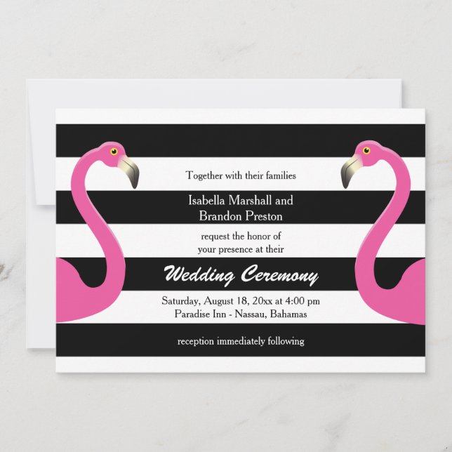 Trendy Flamingo Wedding Einladung (Vorderseite)