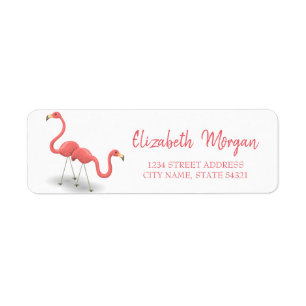 Trendy Flamingos, White Address Label