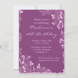 Trendy Floral 16 . Geburtstag Einladung zum Geburt