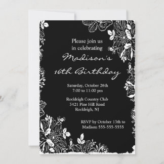 Trendy Floral 16 . Geburtstag Einladung zum Geburt