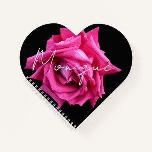 Trendy floral boho rosa Rosa mädchenhaftes schwarz Notizbuch