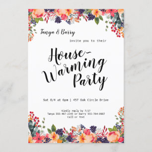 Trendy Floral Housewarming Party Einladung