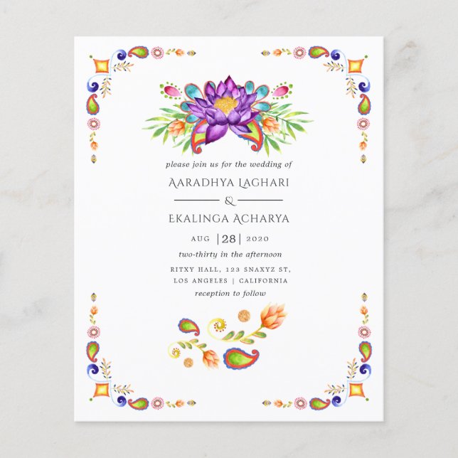 Trendy Floral Paisley Indian Wedding Flyer (Vorne)
