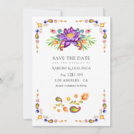 Trendy Floral Paisley Indian Wedding Save The Date