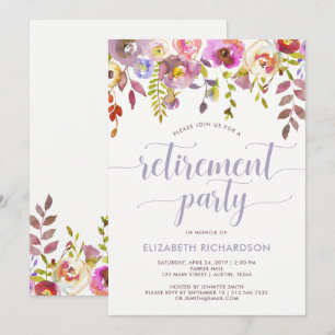 Trendy Floral Party Einladung für die Altersverso