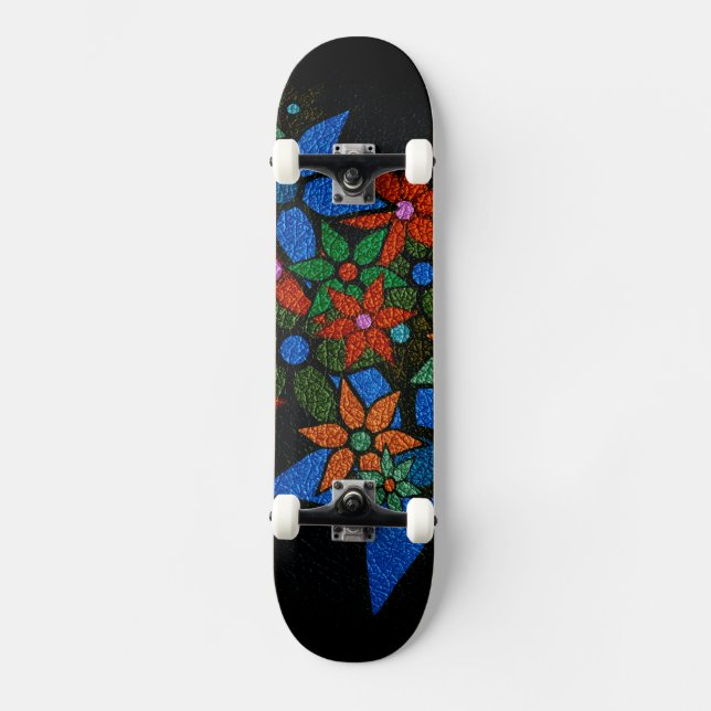 Trendy Floral Pattern #6 Skateboard (Vorderseite)