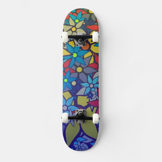 Trendy Floral Pattern #8 Skateboard (Vorderseite)