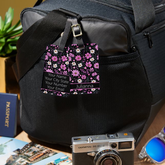 Trendy Floral Pattern Gepäckanhänger (Vorderseite & Rückseite)