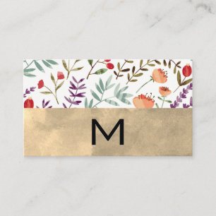 Trendy Floral Pattern   Monogramm Visitenkarte