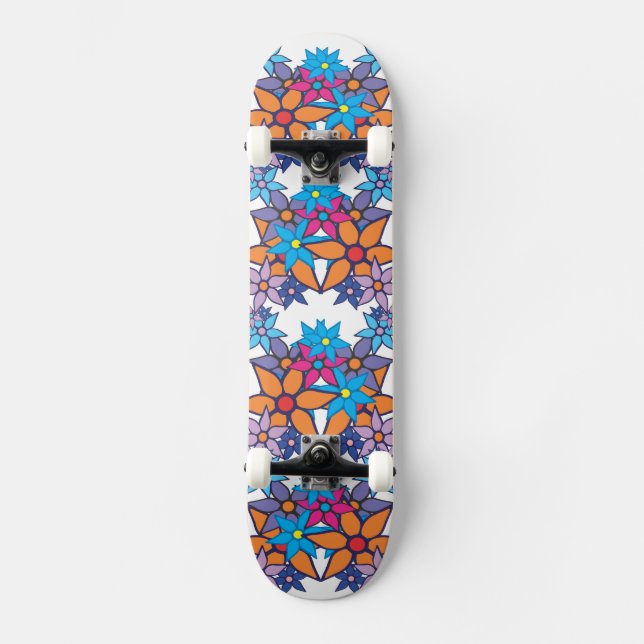 Trendy Floral Pattern Skateboard (Vorderseite)
