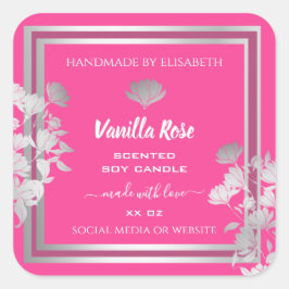 Trendy Floral Pink Produktverpackungen Etiketten S Quadratischer Aufkleber