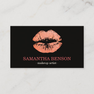Trendy Floral Rose Gold Lips Visitenkarte