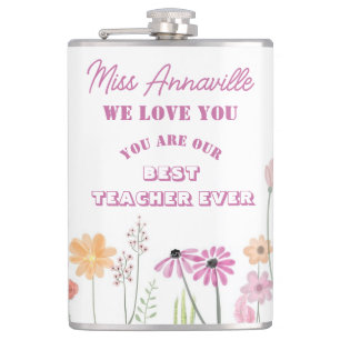 Trendy Floral Teacher Bester Lehrer je Flask Flachmann