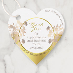 Trendy Floral White und Gold farbig Vielen Dank Geschenkanhänger