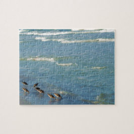 Trendy Florida Shorebirds Ocean Waves Foto Puzzle