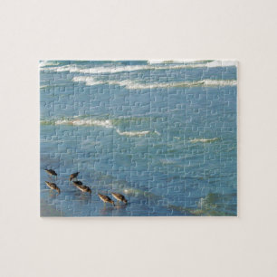 Trendy Florida Shorebirds Ocean Waves Foto Puzzle