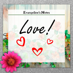 Trendy Flower Garden, Rote Blume 3 Zoll x 3 Zoll Post-it Klebezettel