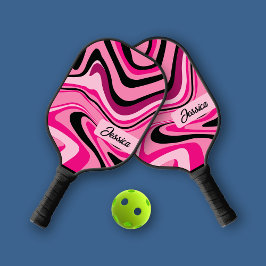 Trendy Fluid Curvy Pink Personal Pickleball Schläger