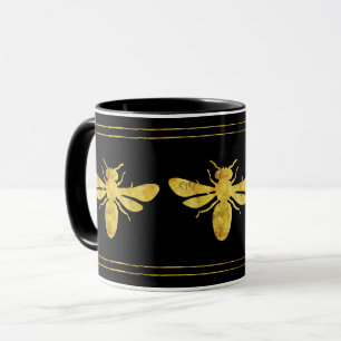 Trendy Foil Bee Gold auf schwarz Tasse