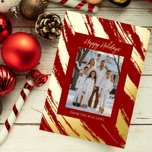 Trendy Foil Christmas Card Template Holiday Red Folien Feiertagskarte