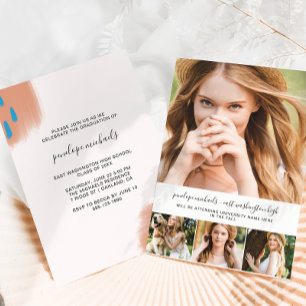 Trendy Foto Collage and Splashes Graduation Party Einladung