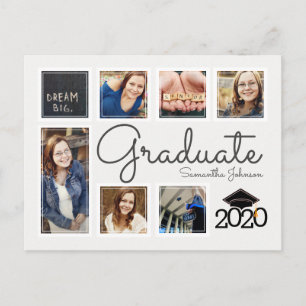 Trendy Foto Collage Cap Graduate Ankündigung Postkarte