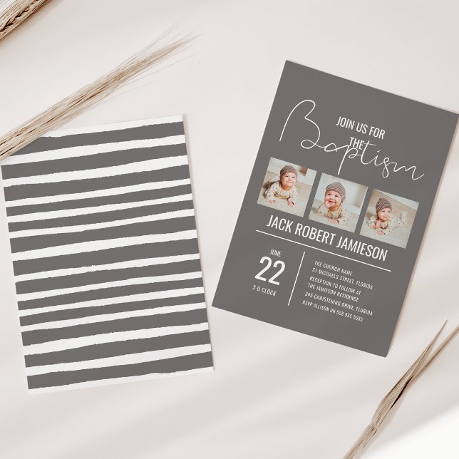 Trendy Foto Collage | Taufeinladung Einladung (Von Creator hochgeladen)