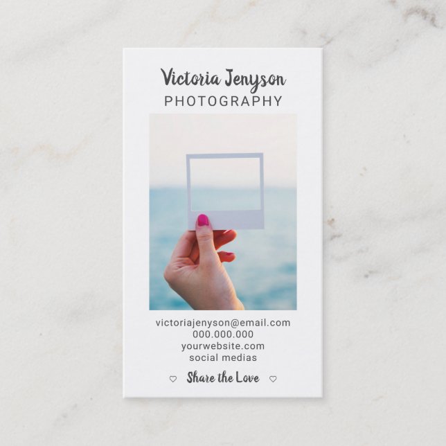 Trendy Foto des modernen unbedeutenden grauen Visitenkarte (Vorderseite)