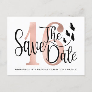 Trendy Foto Sweet 16 Save the Date Postcard Postkarte