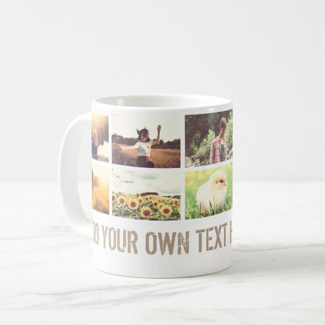 Trendy Fotocollage und -text Kaffeetasse (Vorderseite Links)