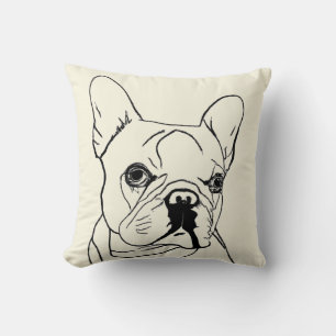 Trendy French Bulldog Cream Line Zeichnend Kissen