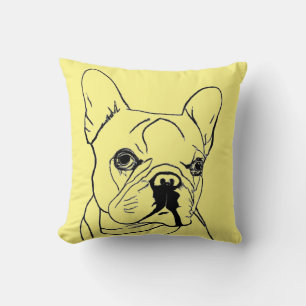 Trendy French Bulldog Yellow Line Zeichnend Kissen