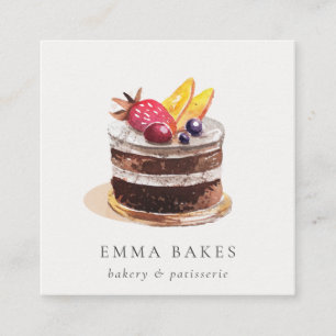 TRENDY FRUIT FLORAL CAKE PATISSERIE CUPCAKE BAKERY QUADRATISCHE VISITENKARTE