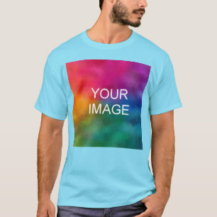 Trendy Fügen Sie Ihre Bild-Logo-Fotovorlage Blau T-Shirt