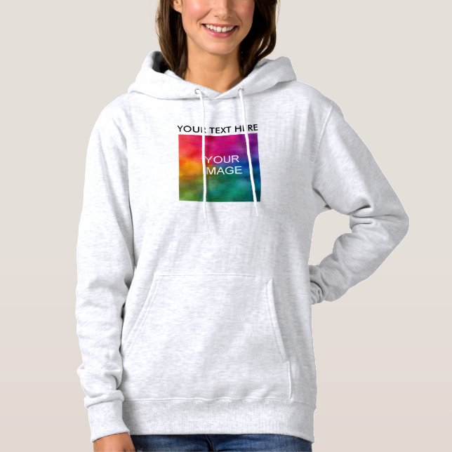 Trendy Fügen Sie Ihren Text-Upload Foto zu Womens  Hoodie (Vorderseite)