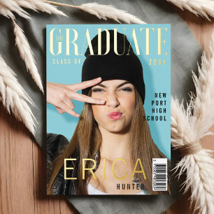 Trendy Fun Graduate Magazine Cover Inspiriert Grad Folieneinladung