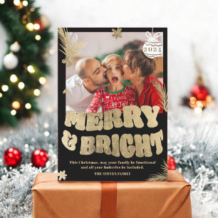 Trendy Fun Merry & Bright gold Weihnachtsgebäck Fo Feiertagskarte